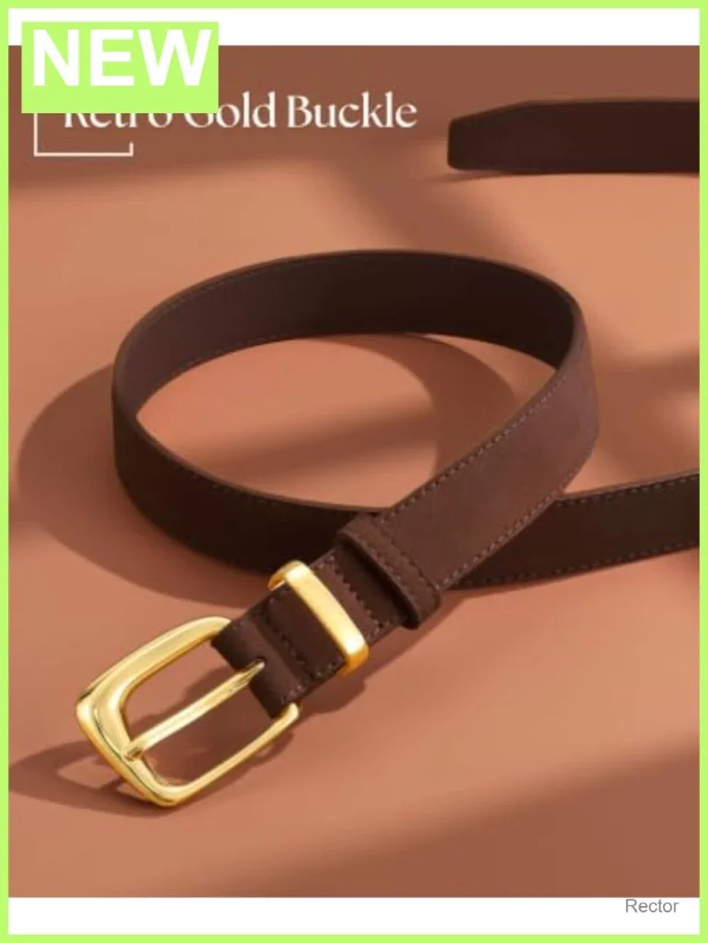 Women Suede Leather Belt Vintage Gold Buckle Retro Waist Belt Dresses Jeans